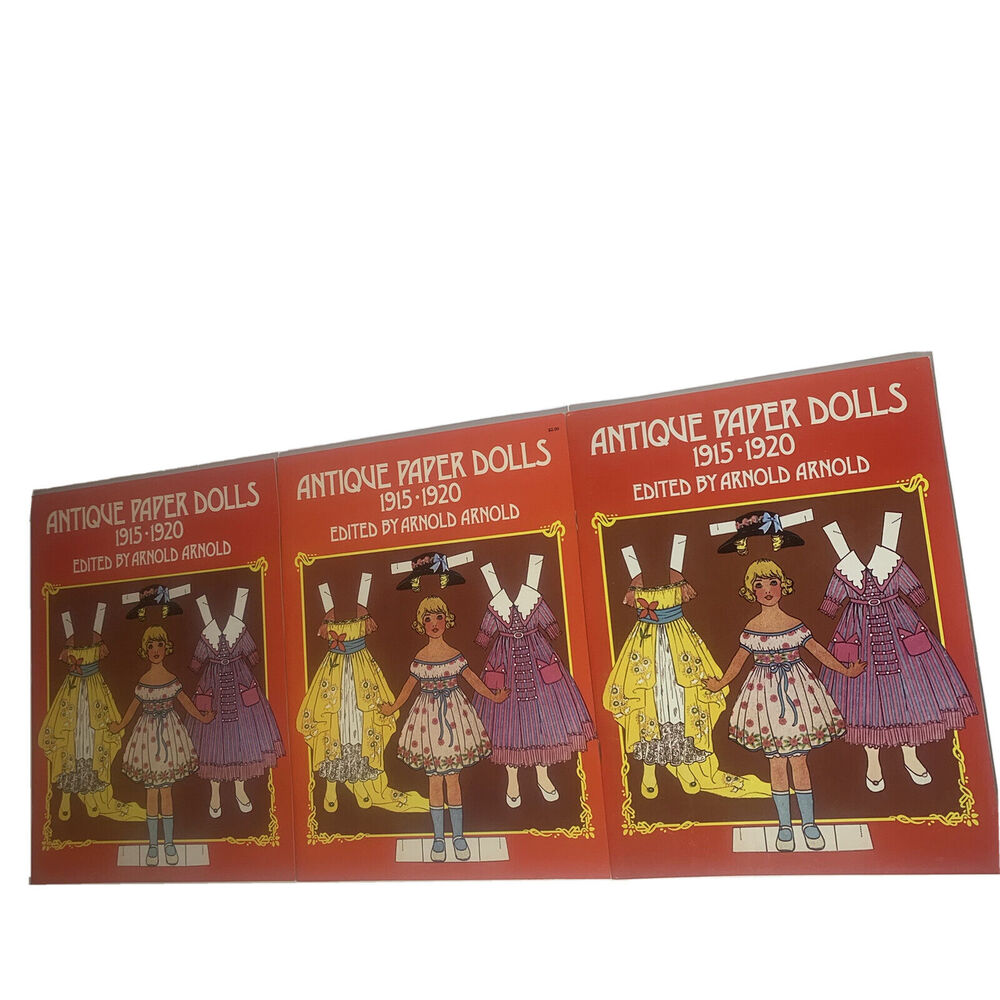 Set of 3 Antique Paper Dolls Book 1915-1920 Edited by Arnold Arnold New UNCUT